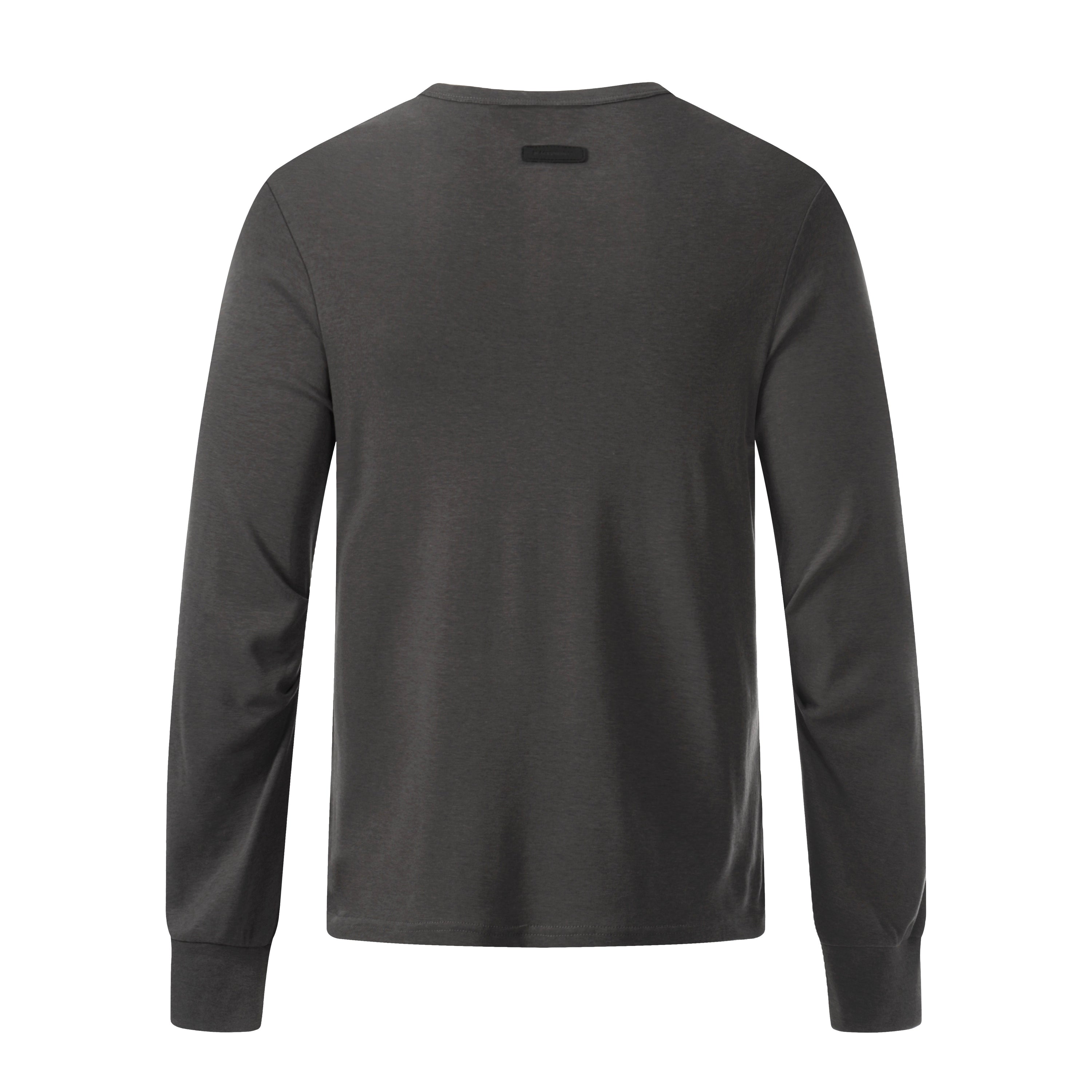 Gothic Graphic Long Sleeve Henley Tee with Stud Accents