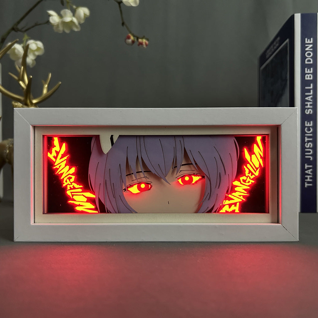 Neon Genesis Evangelion Anime-Leuchtkasten – Rei Ayanami 3D-Effekt, einstellbares LED-Licht in 16 Farben