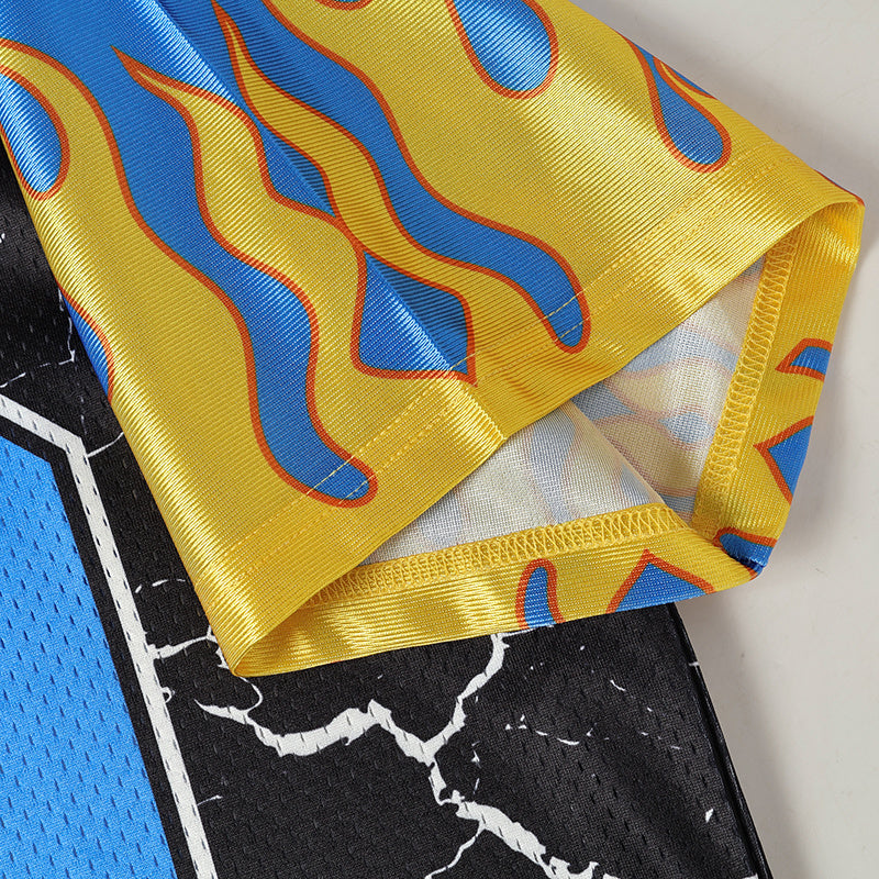 Flame Crack Street Football Jersey | Number 69 Varsity Mesh