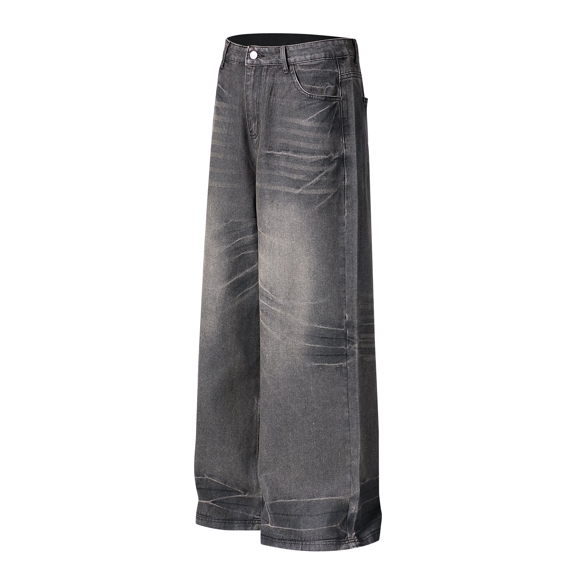 Omirad Full-Whisker Washed Wide-Leg Denim Pants