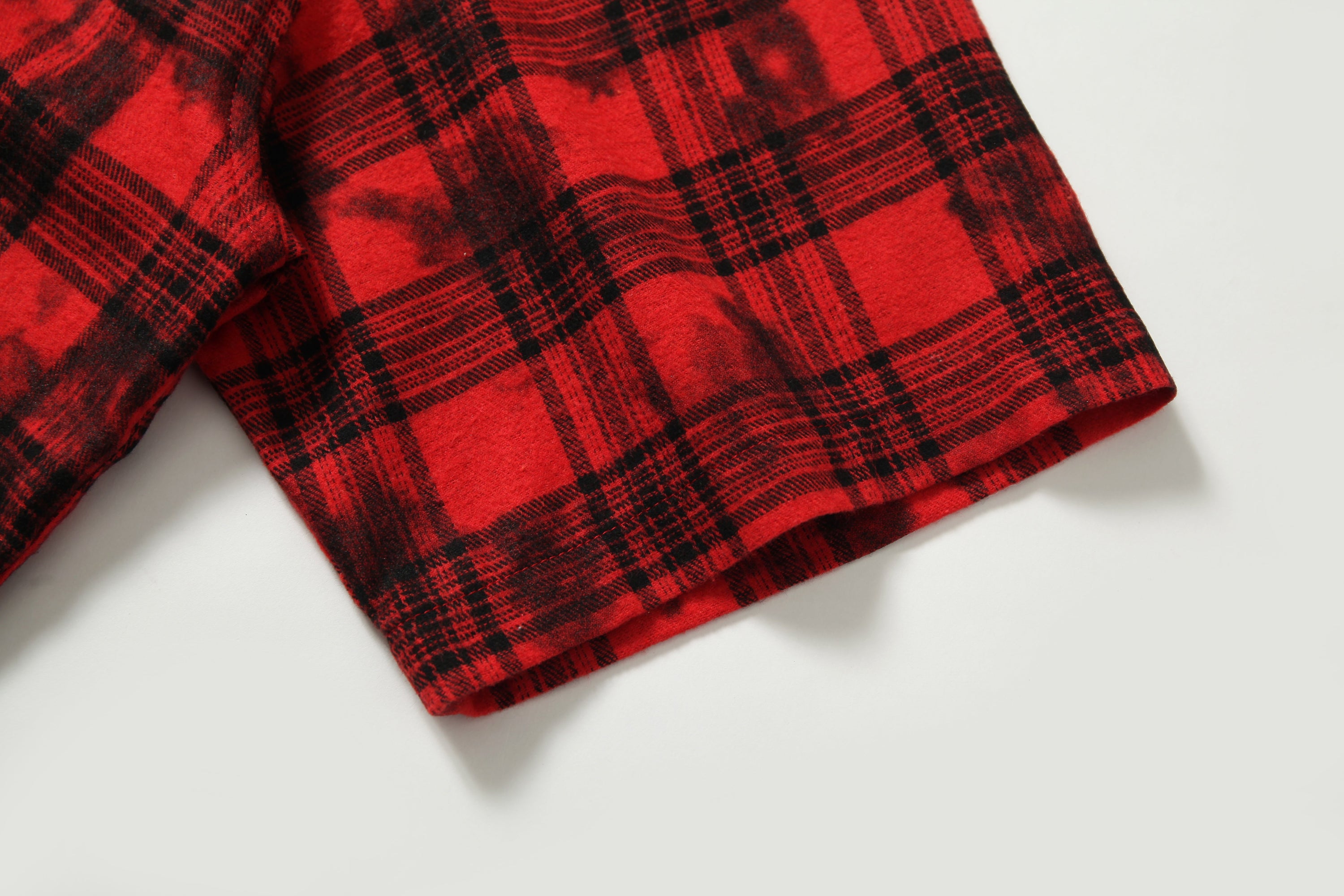 Punk Plaid Graphic Cropped Shirt | Red Grunge Button-Up