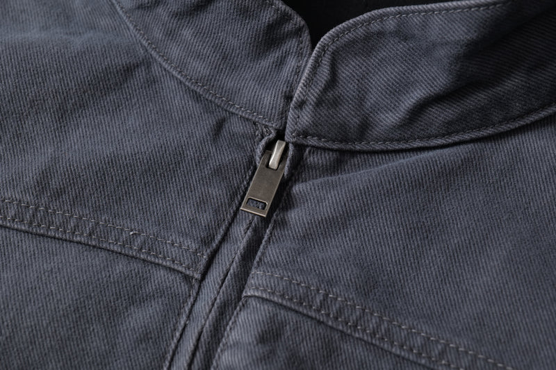 Washed Curved-Panel Bomber Jacket | Relaxed Fit Cotton