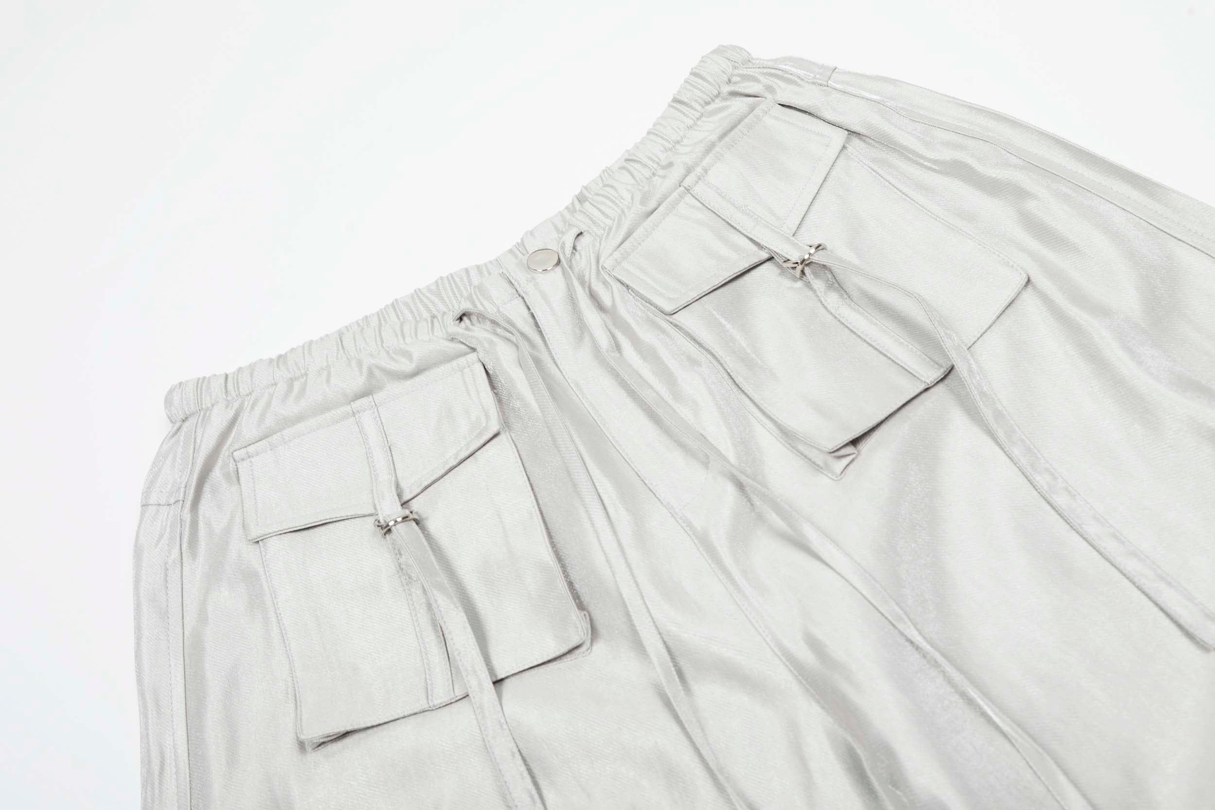 Omirad Glossy Utility Cargo Pants | Wide Leg Barrel Fit