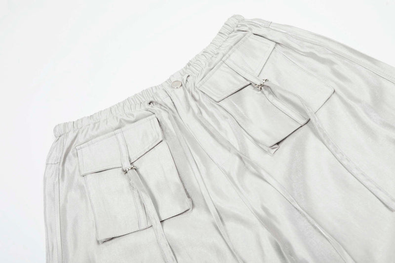 Omirad Glossy Utility Cargo Pants | Wide Leg Barrel Fit