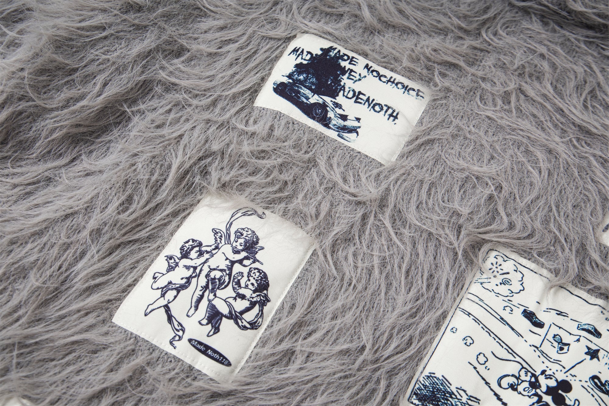 Omirad Long-Fur Graphic Sweater | Pink Shaggy Knit Pullover