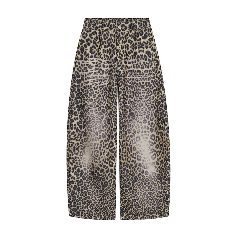 Leopard Print Wide-Leg Performance Mesh Pants | Omirad