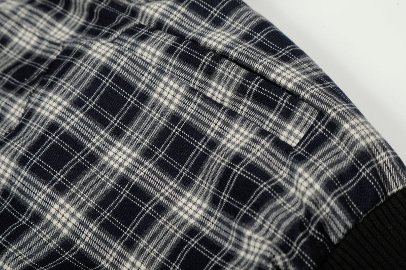 Omirad Plaid Hybrid Bomber Jacket | Contrast Sleeve Streetwear