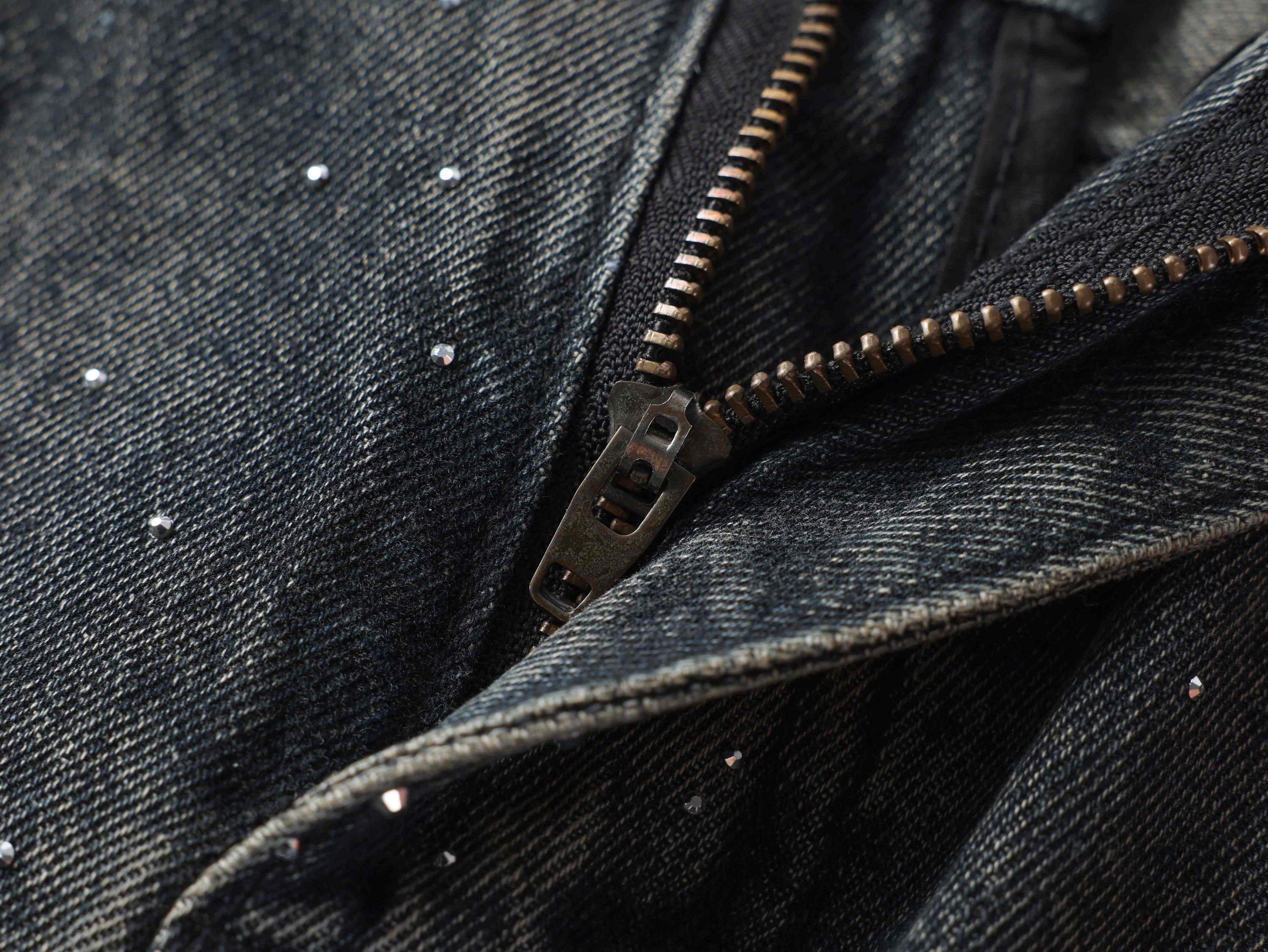 Starfade Wide-Leg Denim Pants | Rhinestone Streetwear Jeans