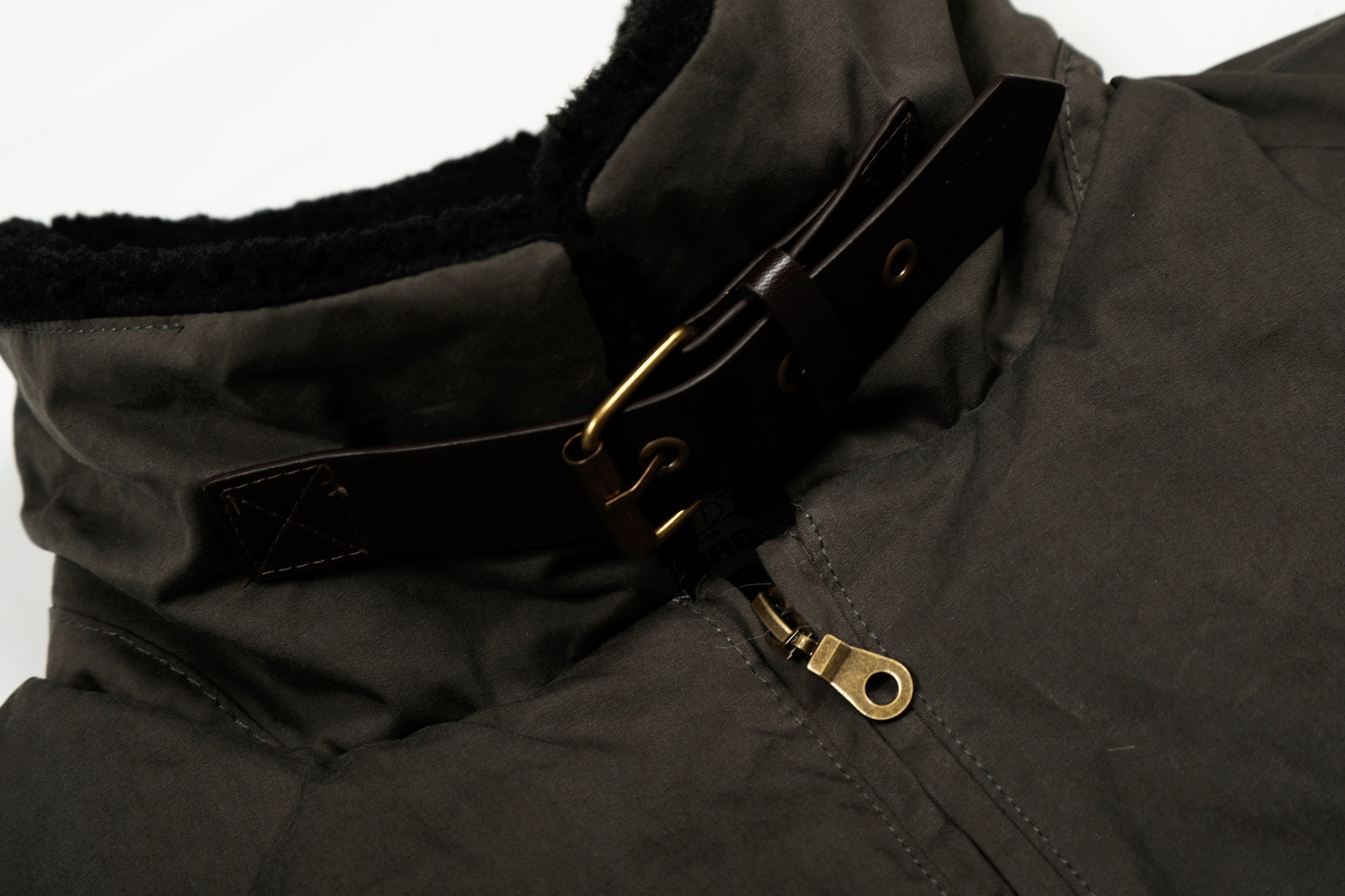 Cotton Stand-Collar Bomber Jacket | Army Green & Brown