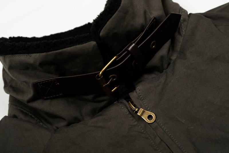 Cotton Stand-Collar Bomber Jacket | Army Green & Brown