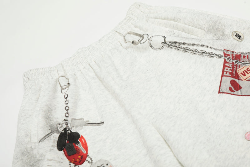 Retro Gadget Print Sweatpants | Y2K Chain Graphic Joggers