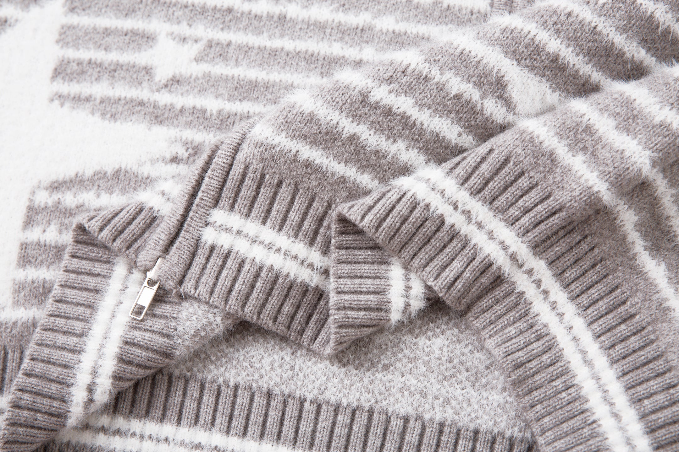 Star Knit Faux Fur Trim Hooded Zip Jacket | SEAKOFF