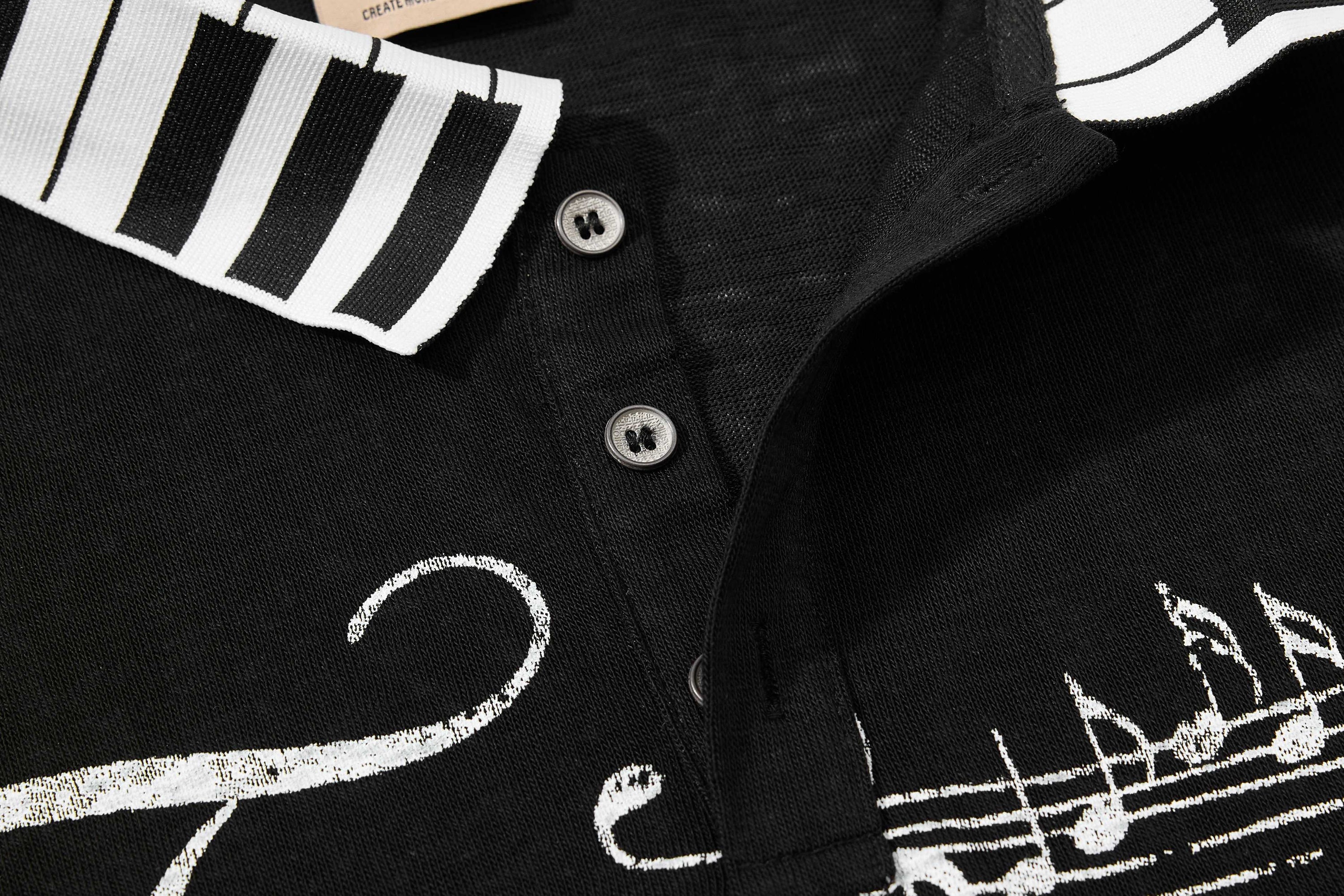 Men's Music Script Graphic Polo Shirt | Vintage Streetwear