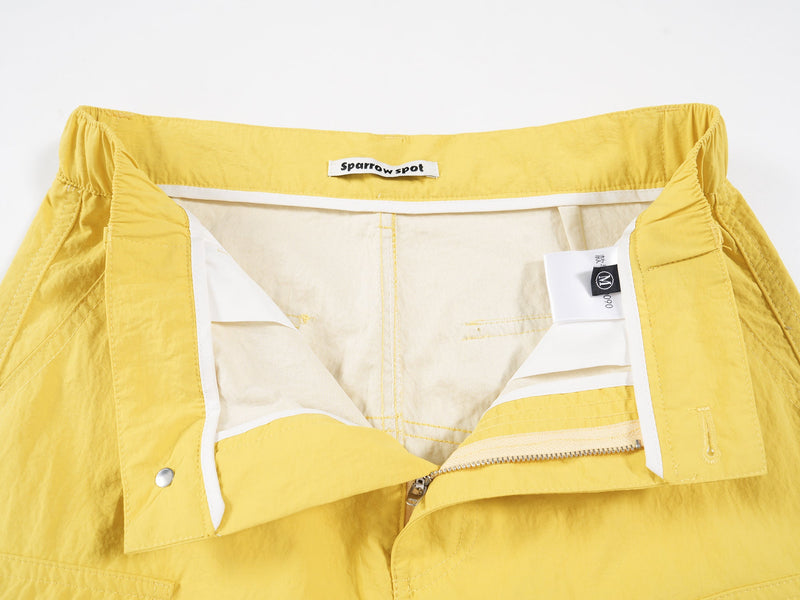Wide-Leg Nylon Cargo Pants | Y2K Street Style