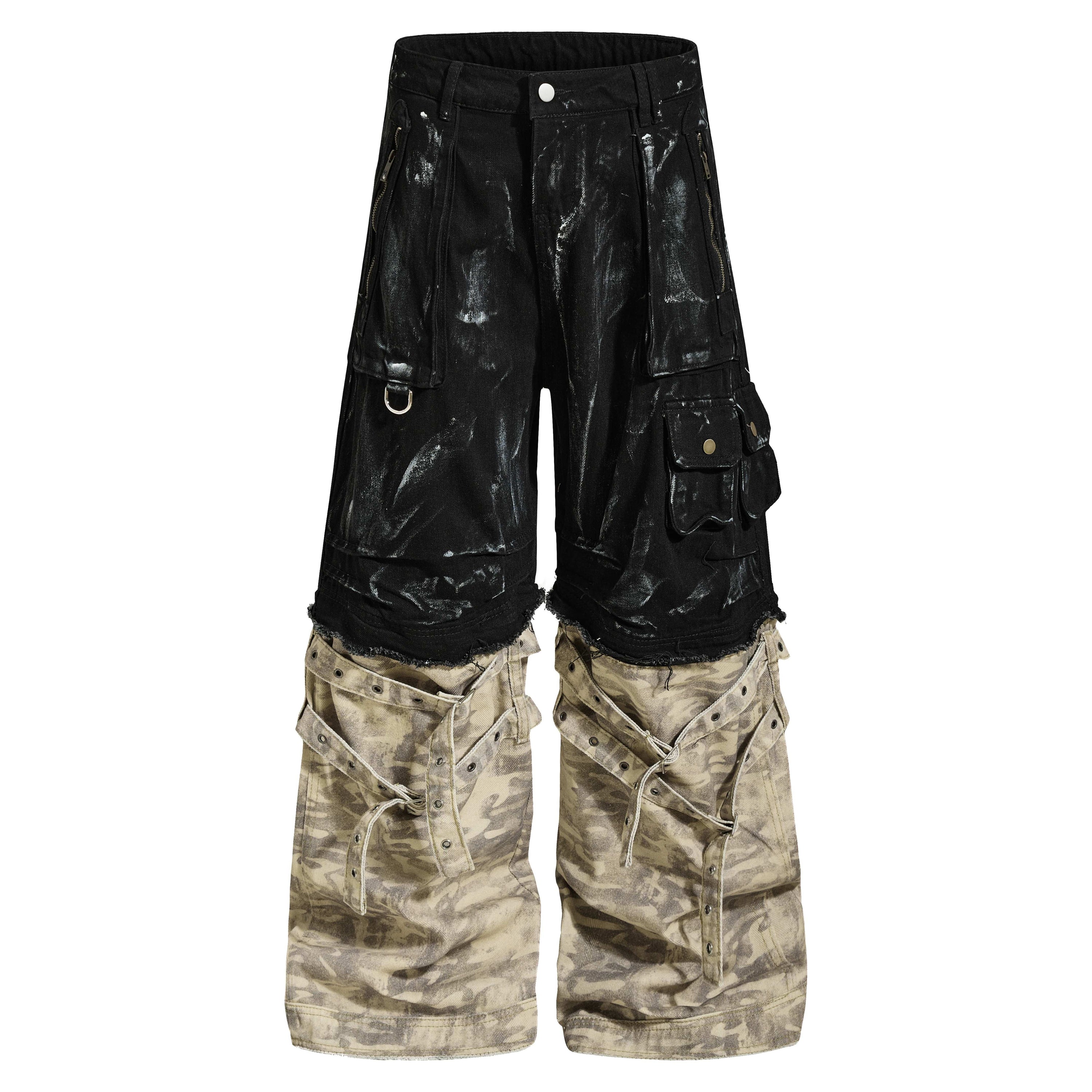 Omirad Washed Utility Cargo Denim Pants | Layered Streetwear