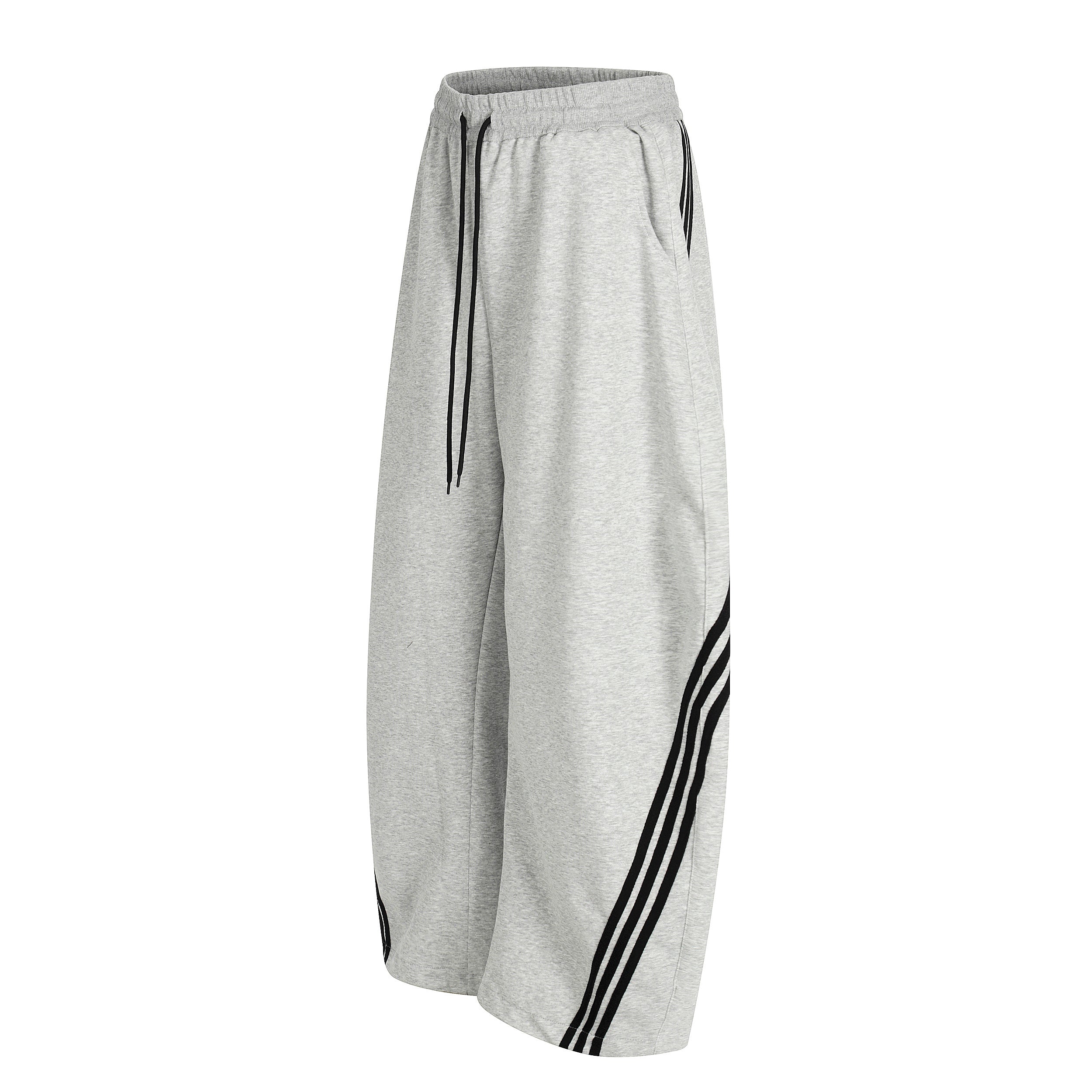 Curved Stripe Wide-Leg Sweatpants | Streetwear Track Pants