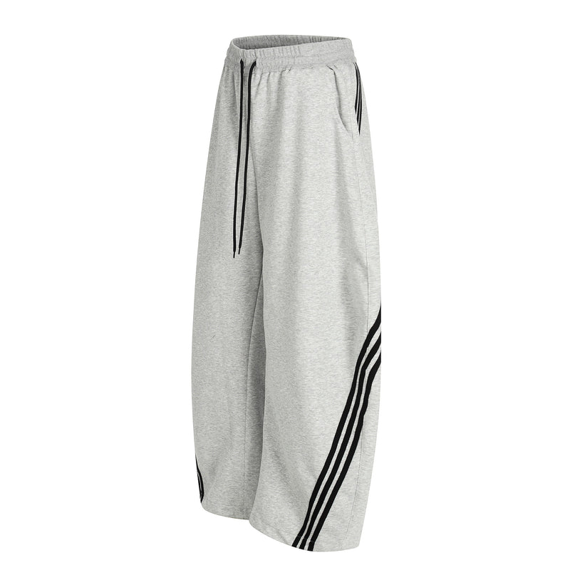 Curved Stripe Wide-Leg Sweatpants | Streetwear Track Pants