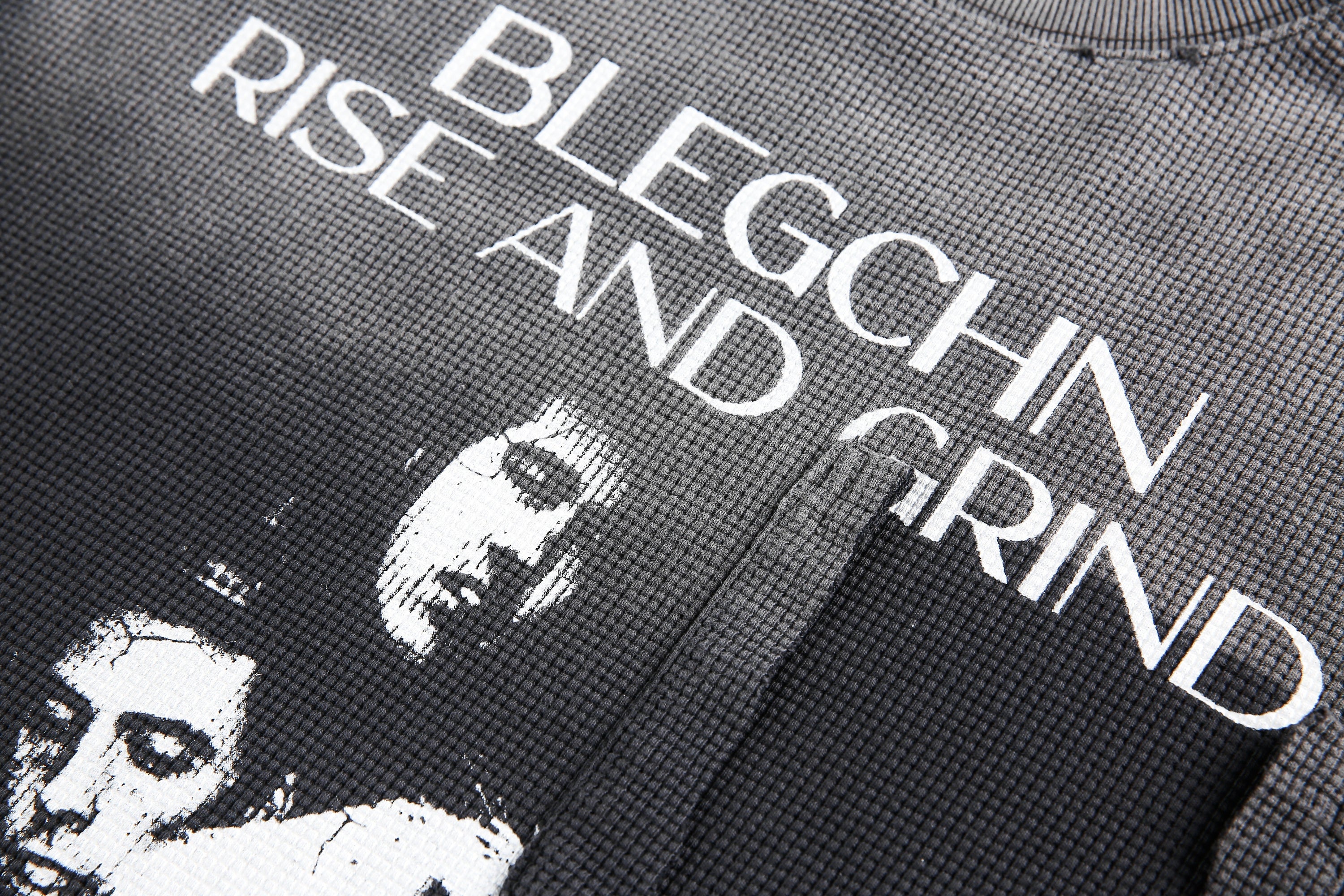 Blegchn Rise and Grind Graphic Long Sleeve Waffle Tee