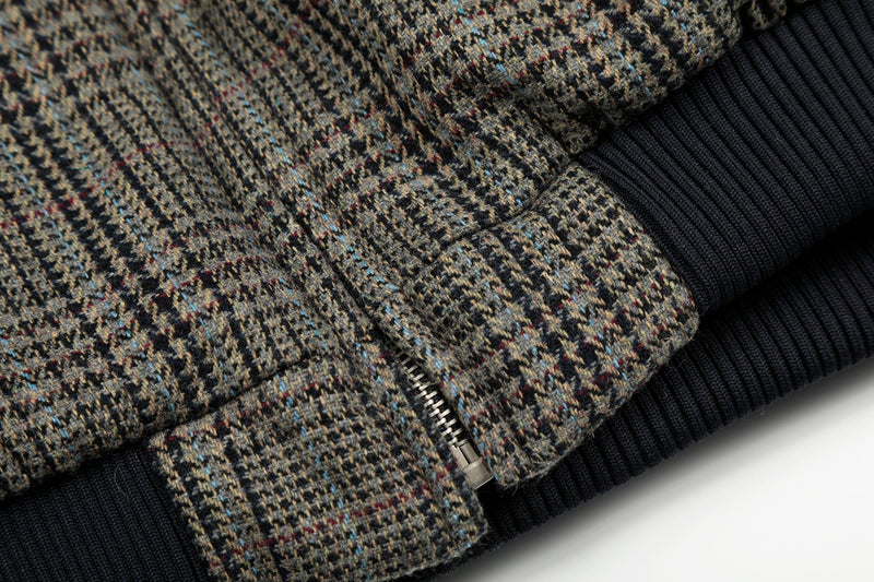 Vintage Plaid Wool Blend Bomber Jacket | Retro Check
