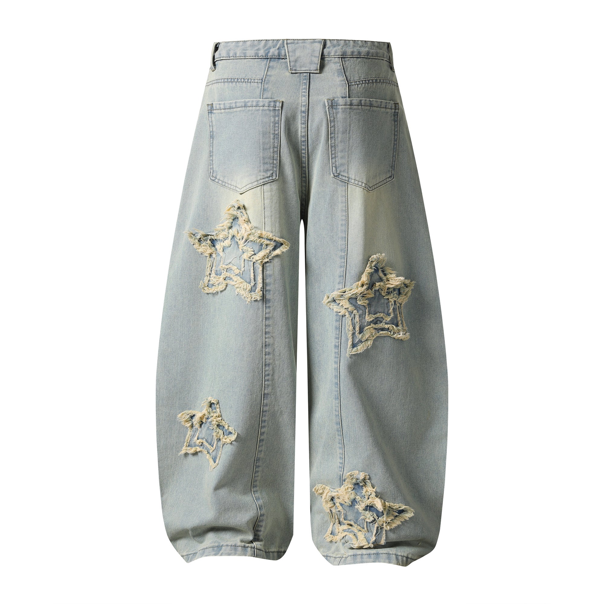 Star Distressed Wide-Leg Baggy Jeans | Streetwear Denim