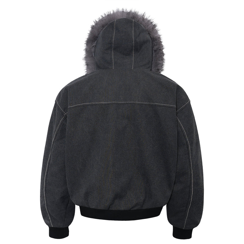 Omirad Fur-Hood Sculpted Bomber Jacket | Winter Streetwear
