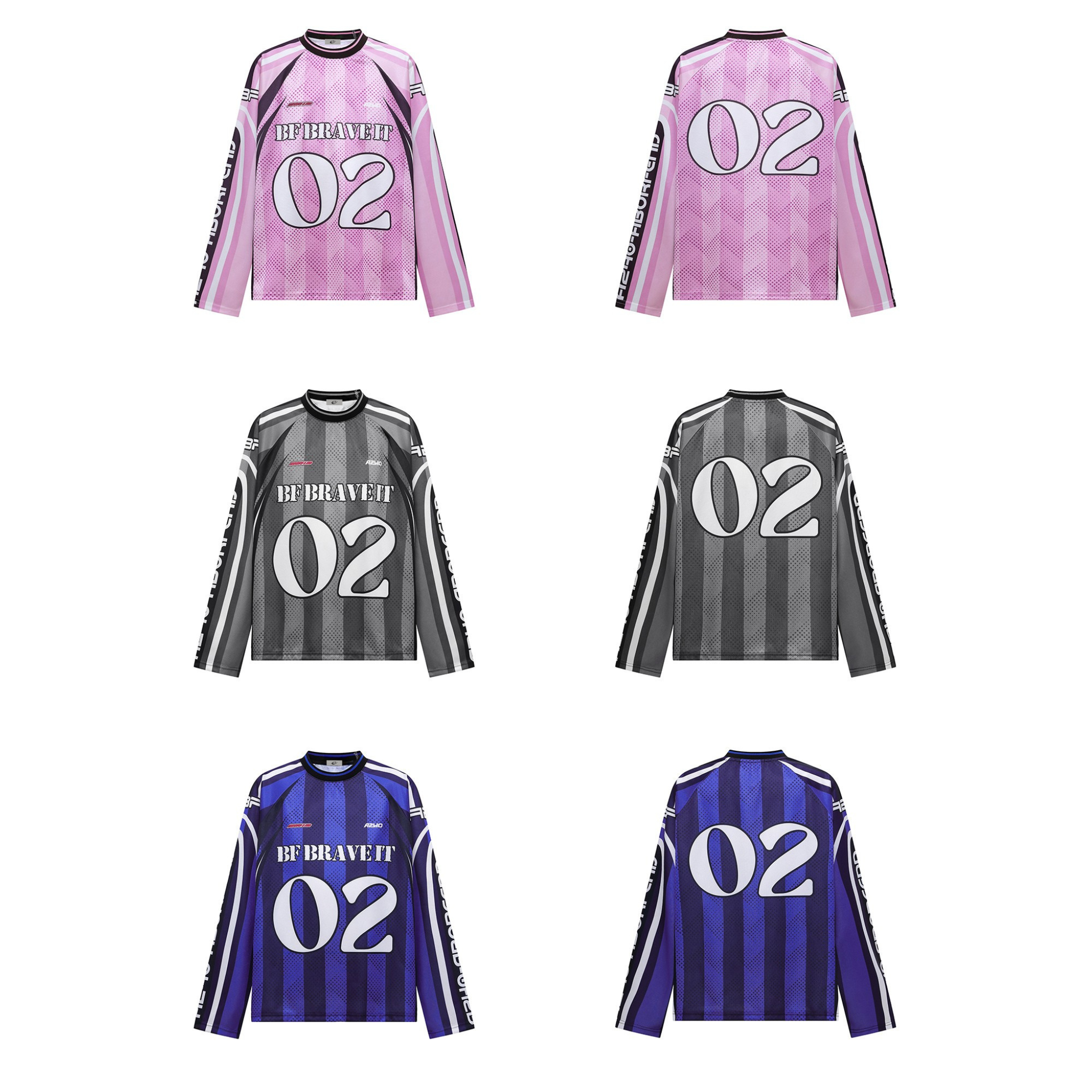 BF Brave It 02 Retro Stripe Graphic Jersey Long Sleeve Top