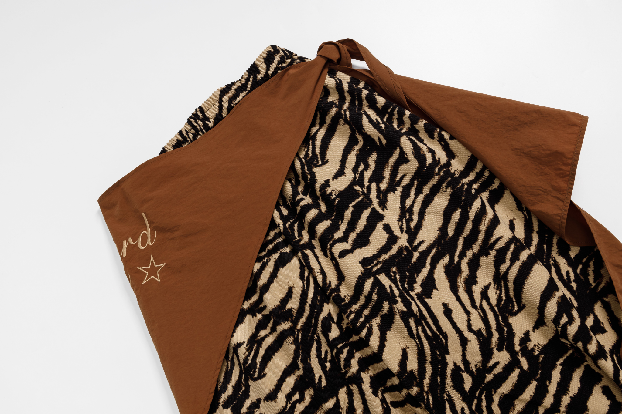 Zebra Print Wide-Leg Pants with Asymmetric Wrap Panel