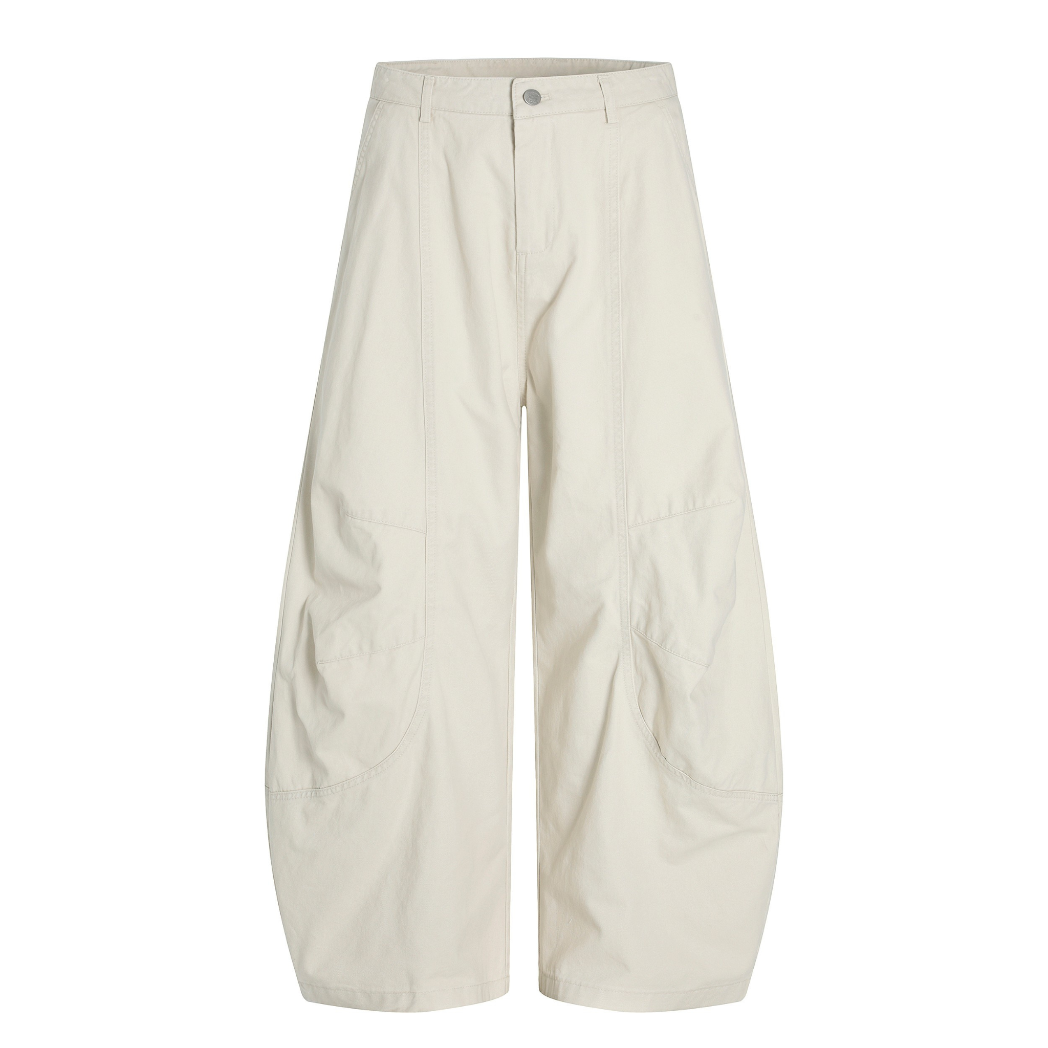 Sculpted Barrel-Leg Cargo Pants | Wide Silhouette Cotton