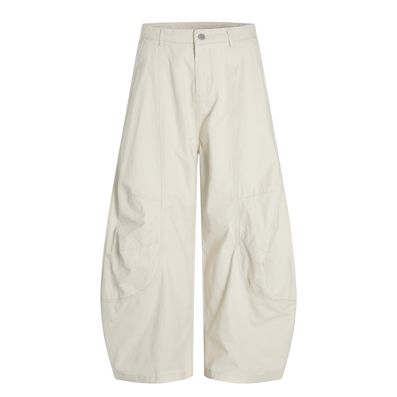 Sculpted Barrel-Leg Cargo Pants | Wide Silhouette Cotton