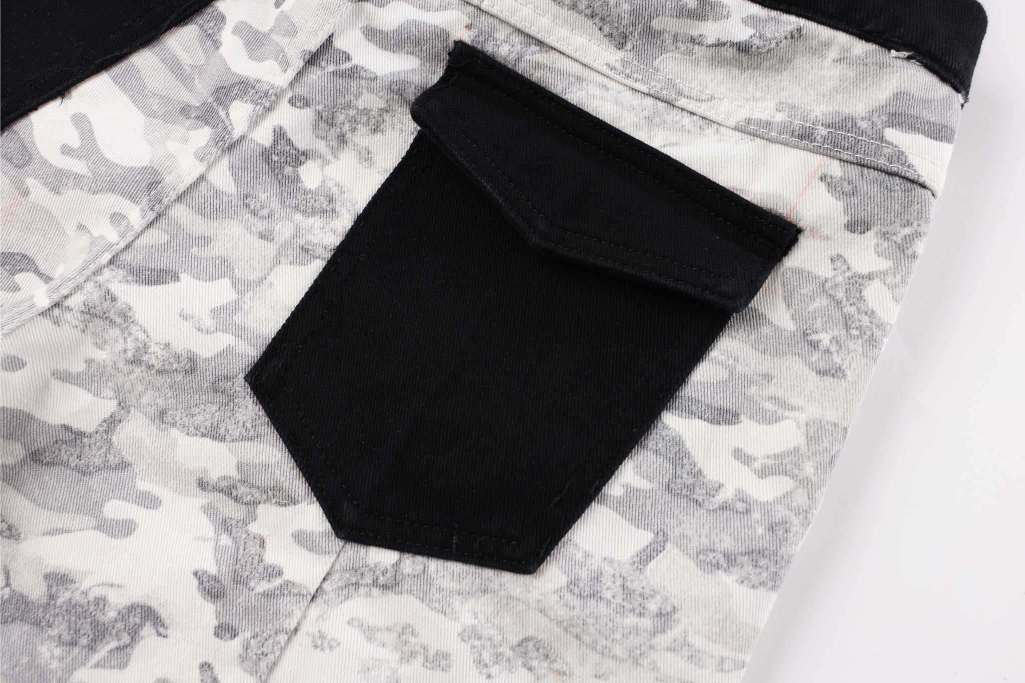 Camo Patchwork Cargo Pants | Curved Wide-Leg Streetwear