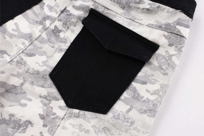 Camo Patchwork Cargo Pants | Curved Wide-Leg Streetwear