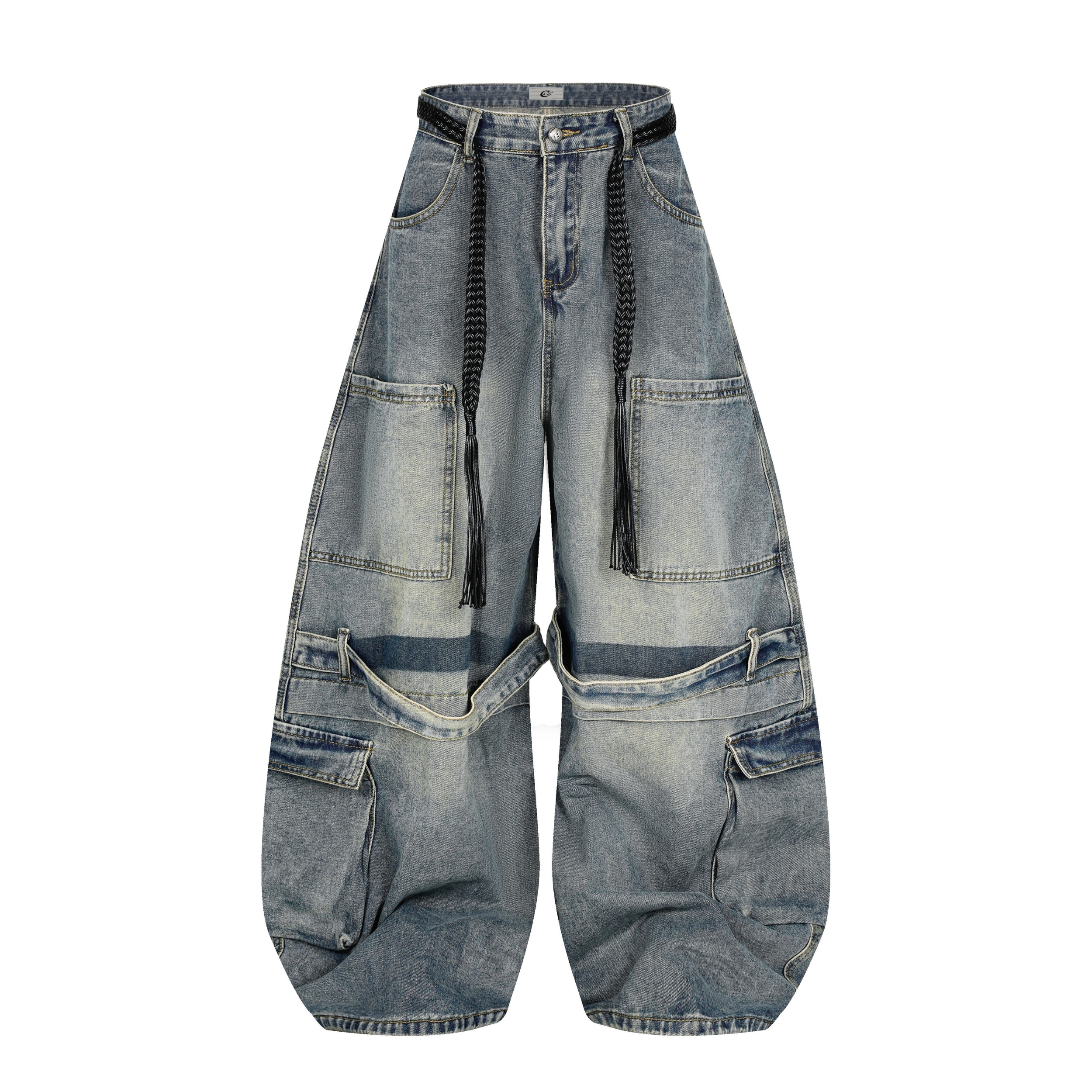 Omirad Layered Cargo Arc Jeans | Wide Leg Streetwear Denim