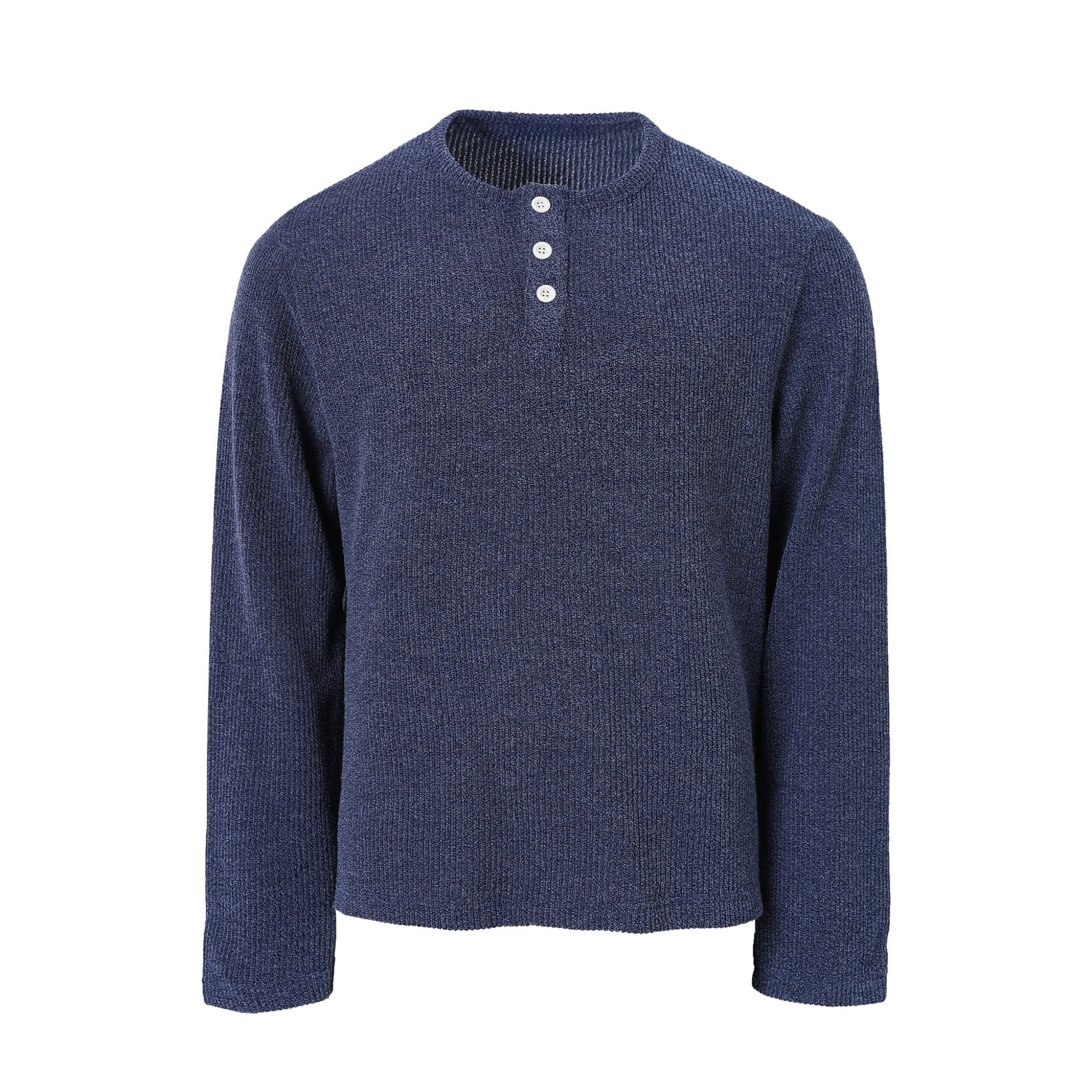 Ribbed Henley Long-Sleeve Tee | Relaxed Everyday Knit Top