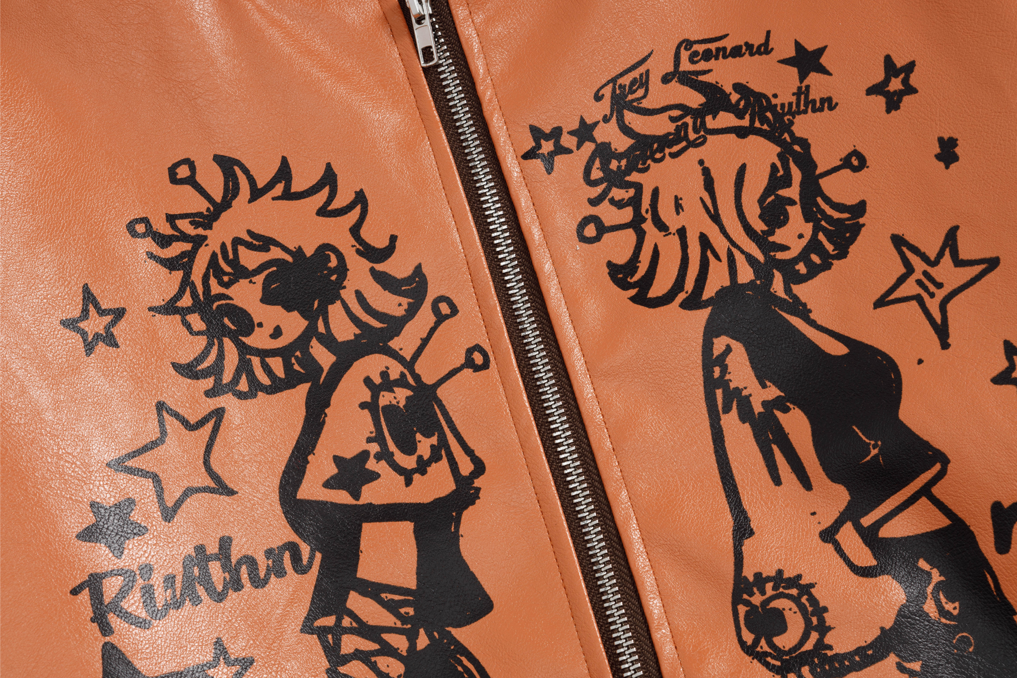 Anime Graphic PU Leather Varsity Bomber Jacket | Y2K Streetwear