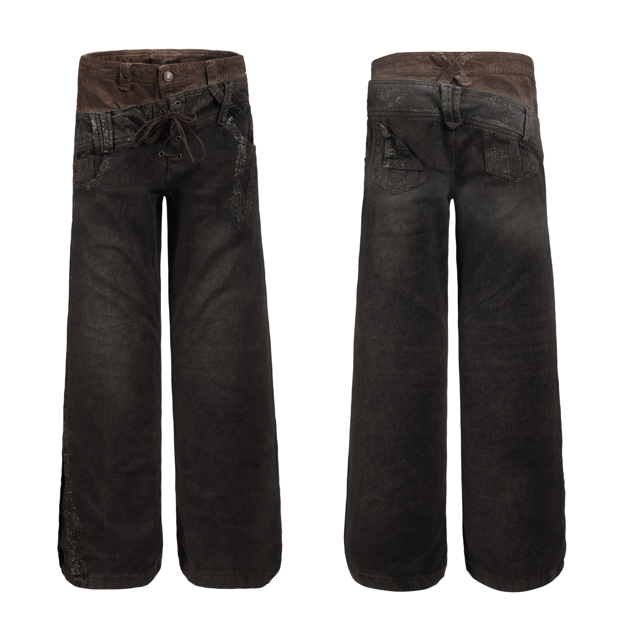 Omirad Dual-Waist Lace-Up Wide-Leg Jeans | Y2K Streetwear