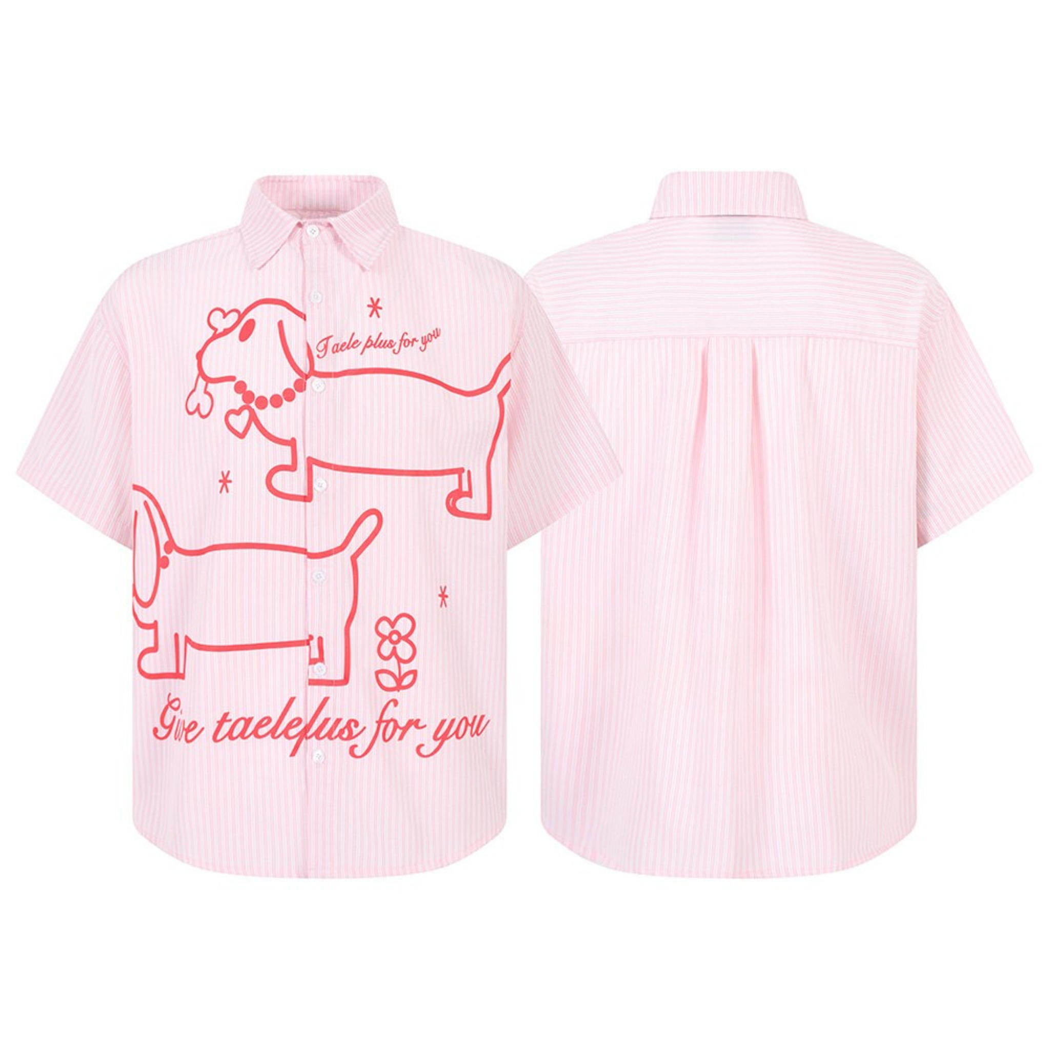 Omirad Puppy For You Striped Boxy Short-Sleeve Shirt