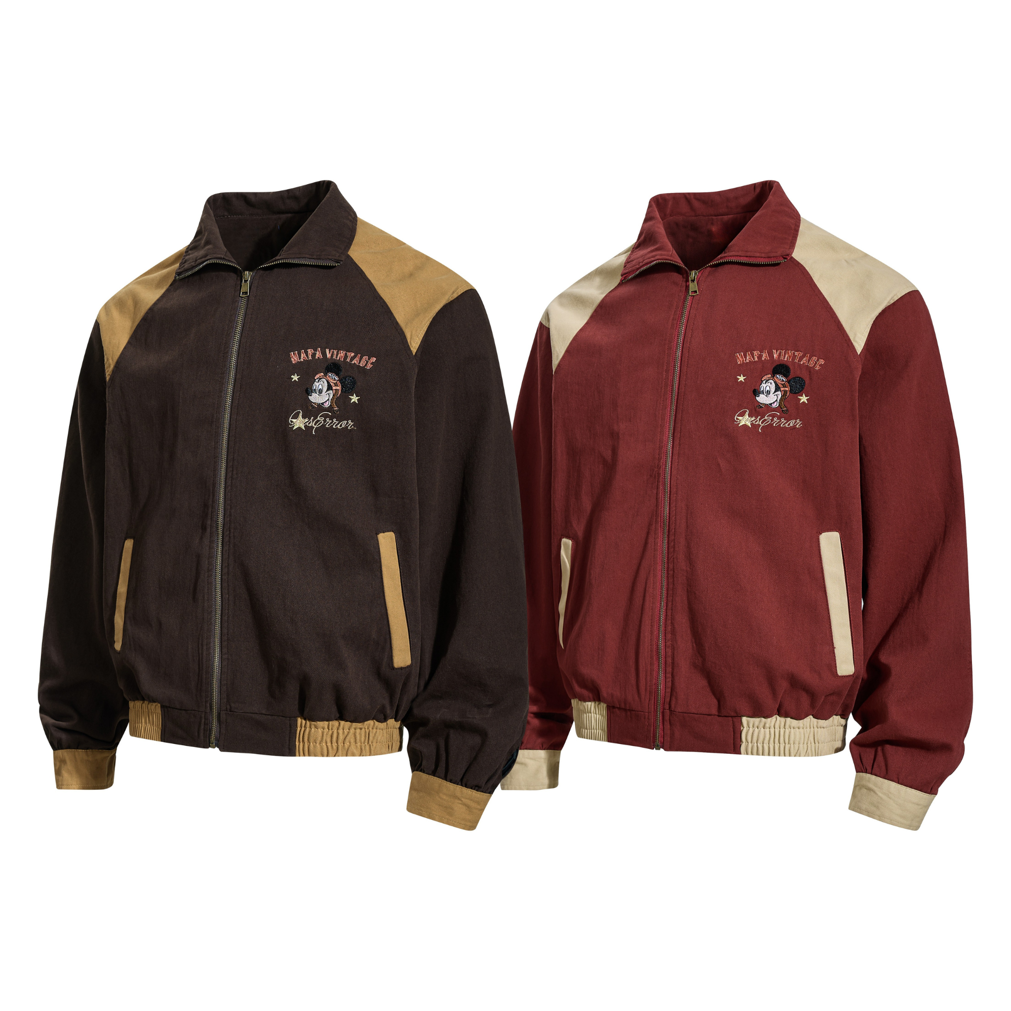 Mafa Vintage Raglan Bomber Jacket | Retro Mickey Embroidery