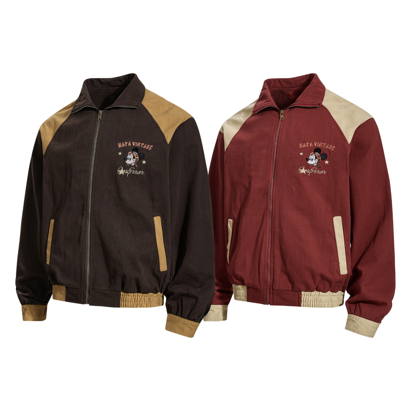 Mafa Vintage Raglan Bomber Jacket | Retro Mickey Embroidery