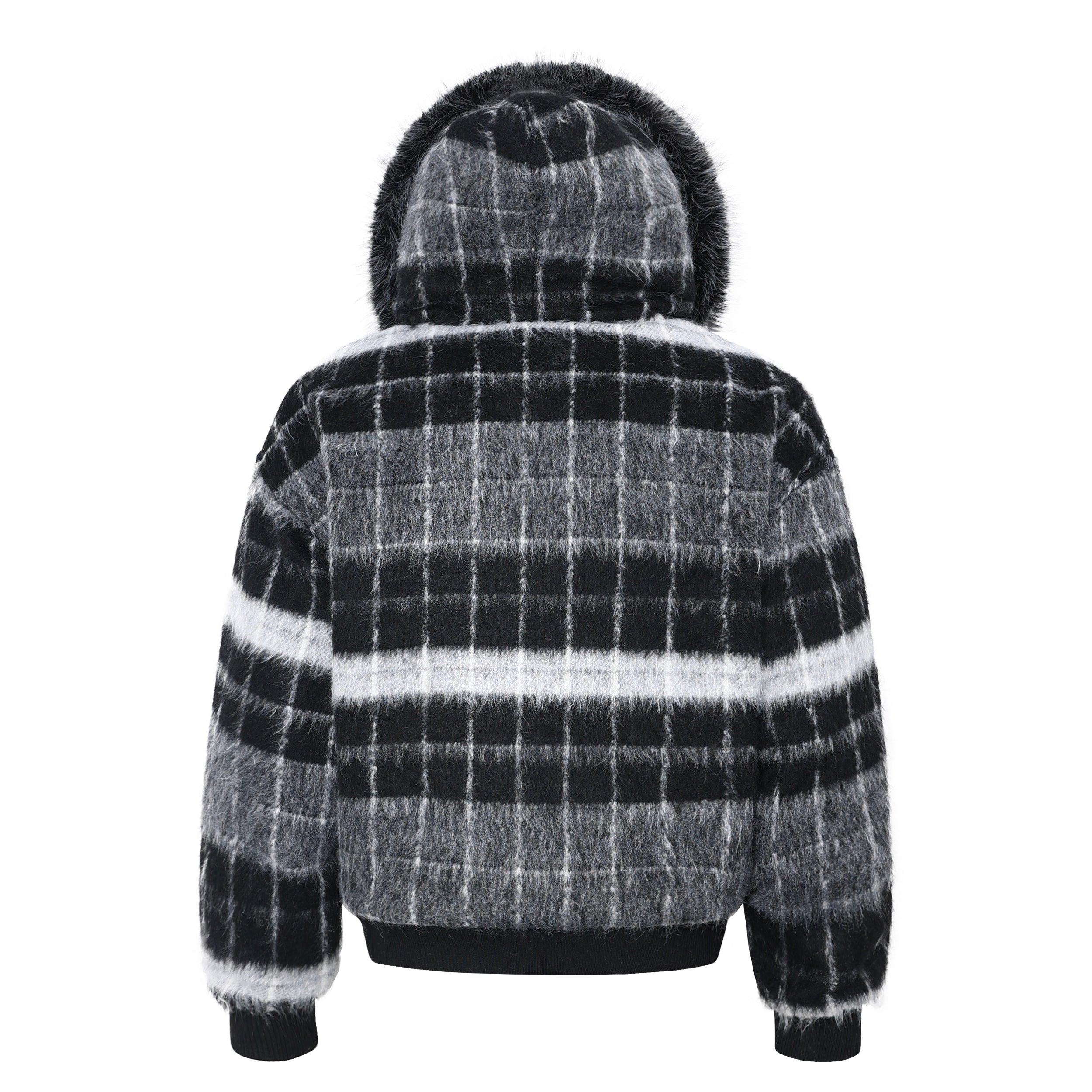 Omirad Fur-Hood Plaid Bomber Jacket | Winter Streetwear