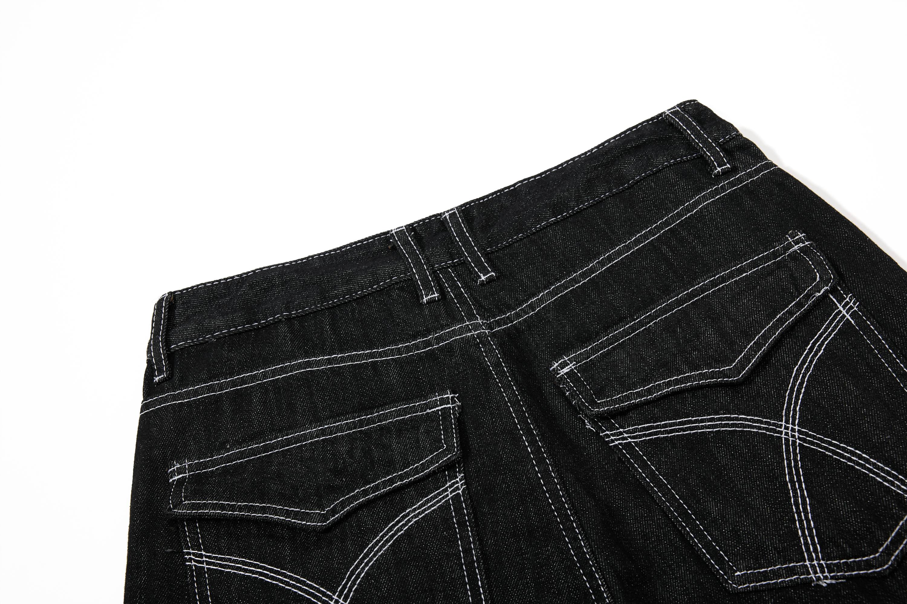 Studded Strap Wide-Leg Denim Pants | Punk Streetwear Jeans