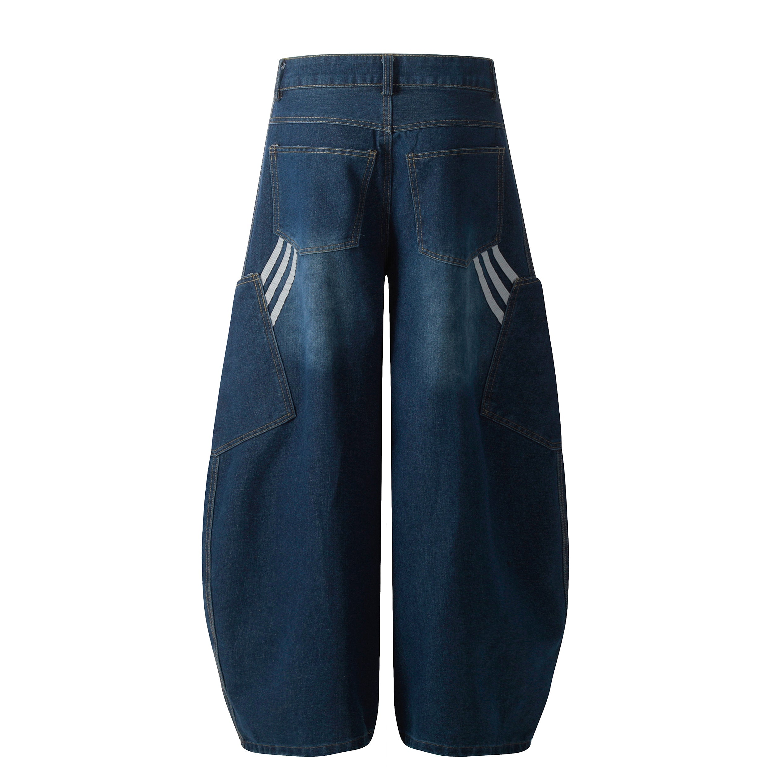 Omirad Stripe Panel Balloon Wide-Leg Denim Pants