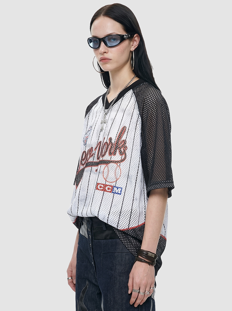 Omirad New York 89 Pinstripe Mesh Jersey T-Shirt