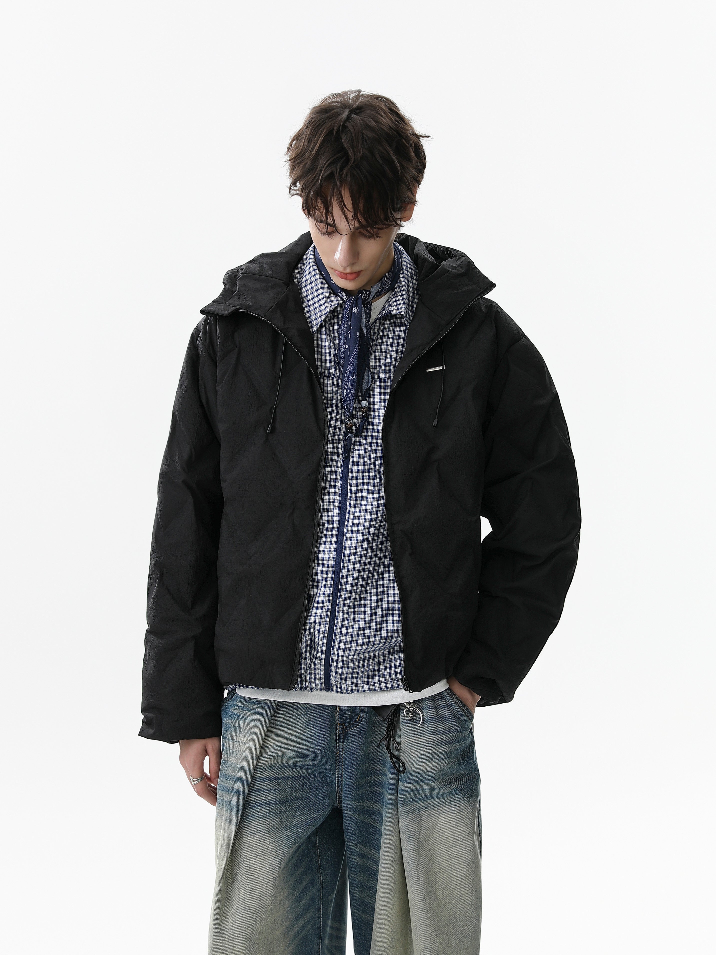 Quilted Hooded Puffer Jacket | Diamond Stitch Winter Coat