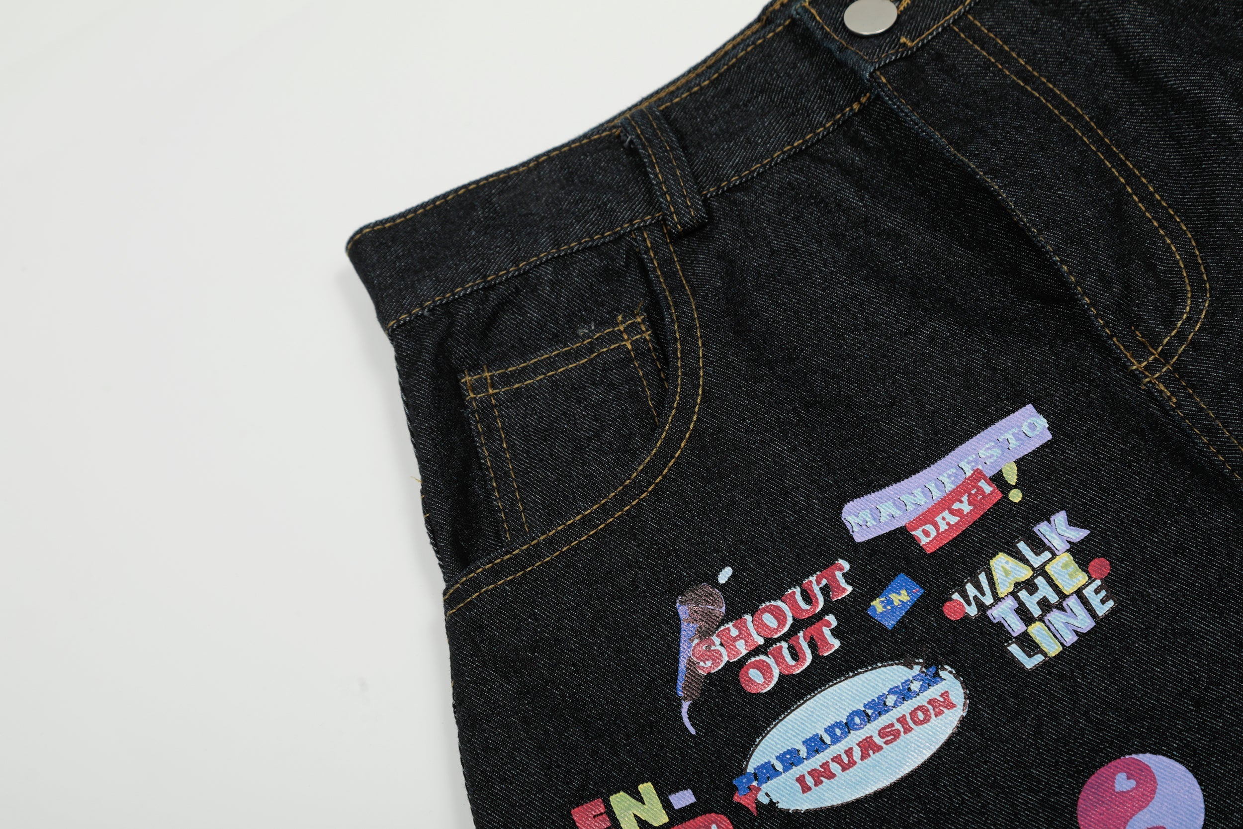 Graphic Patch Wide-Leg Denim Pants | Y2K Streetwear Jeans