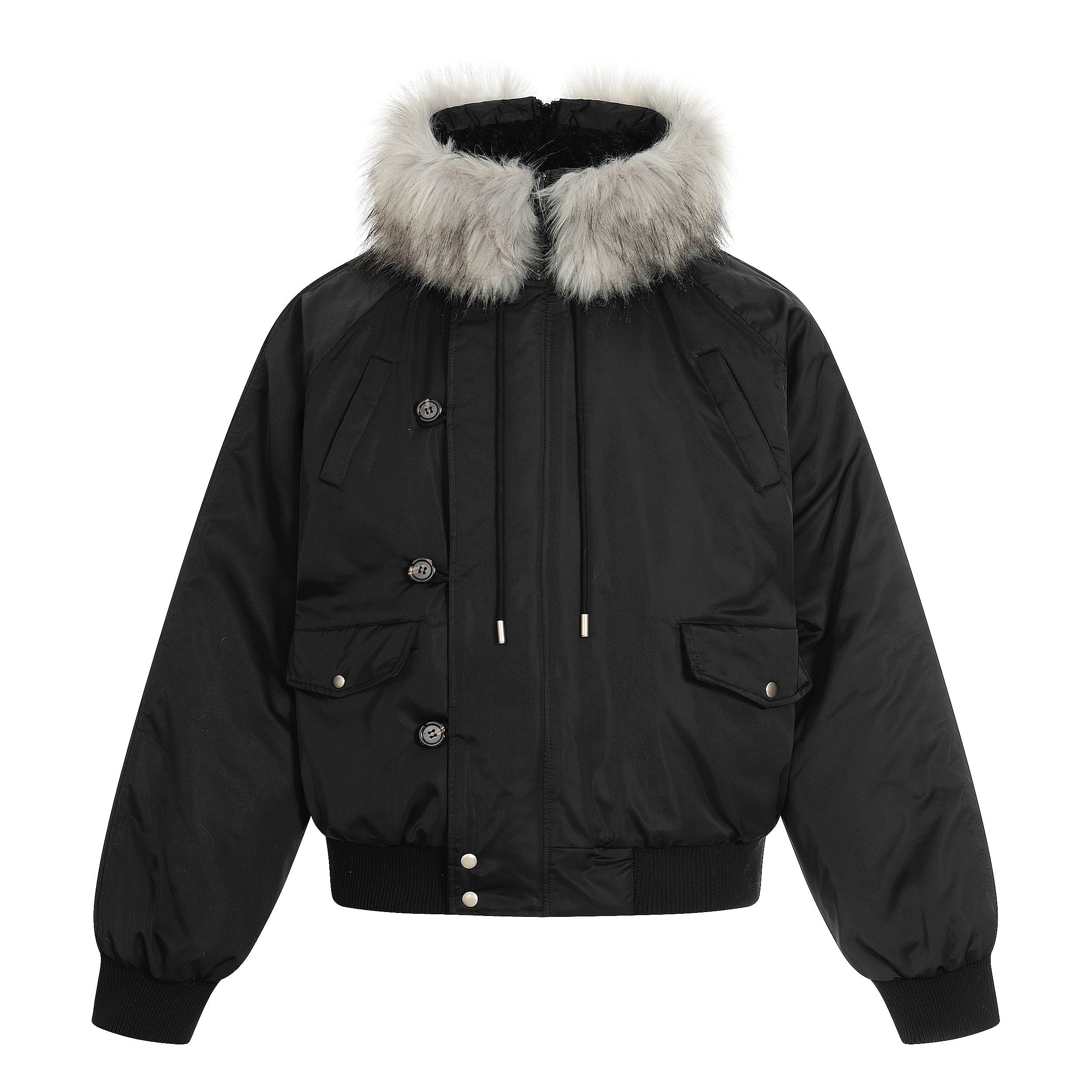 Faux Fur Trim Padded Bomber Jacket | Cropped Winter Coat