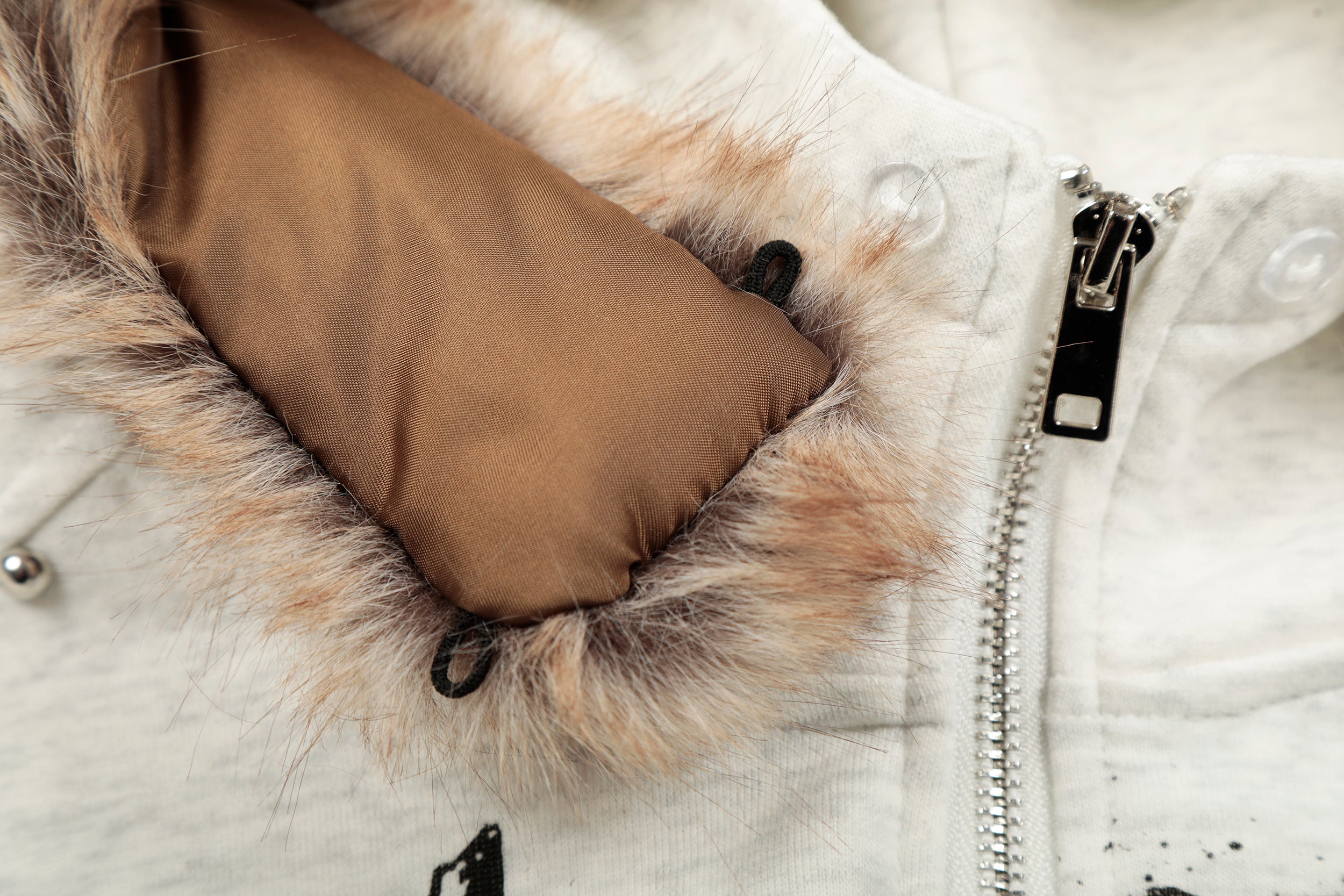 Faux-Fur Collar Anime Graphic Zip Hoodie | Studded Streetwear