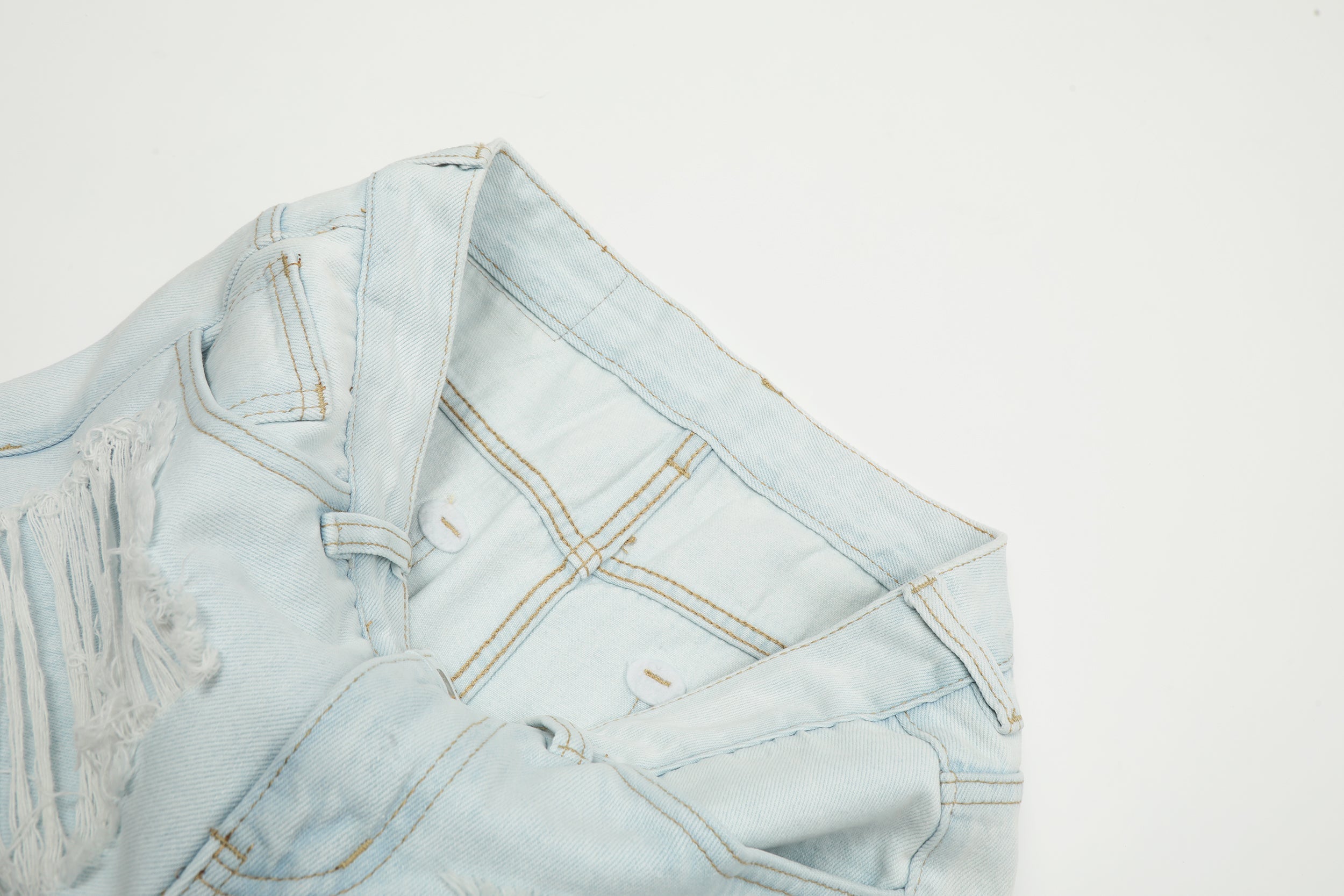 Omirad Shredded Light-Wash Wide-Leg Jeans | Distressed Denim