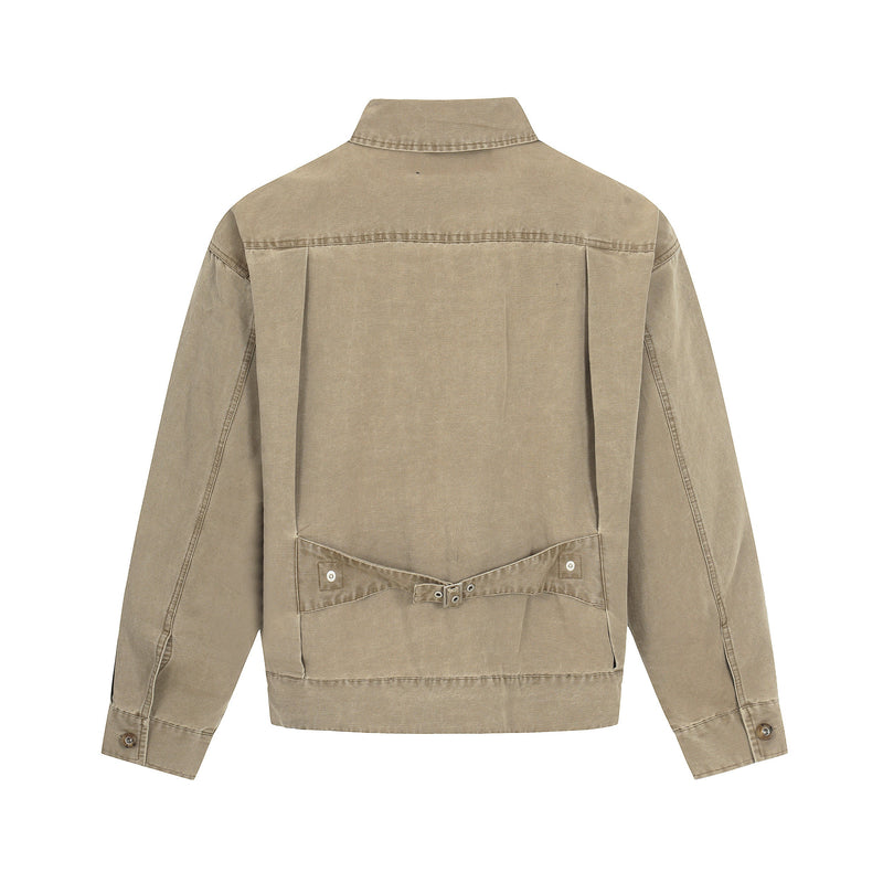 Omirad Washed Denim Jacket | Metal Clasp Streetwear Jacket