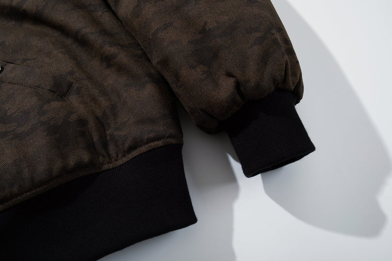 Omirad Camo Faux Fur Hood Bomber Jacket | Heavyweight Cotton