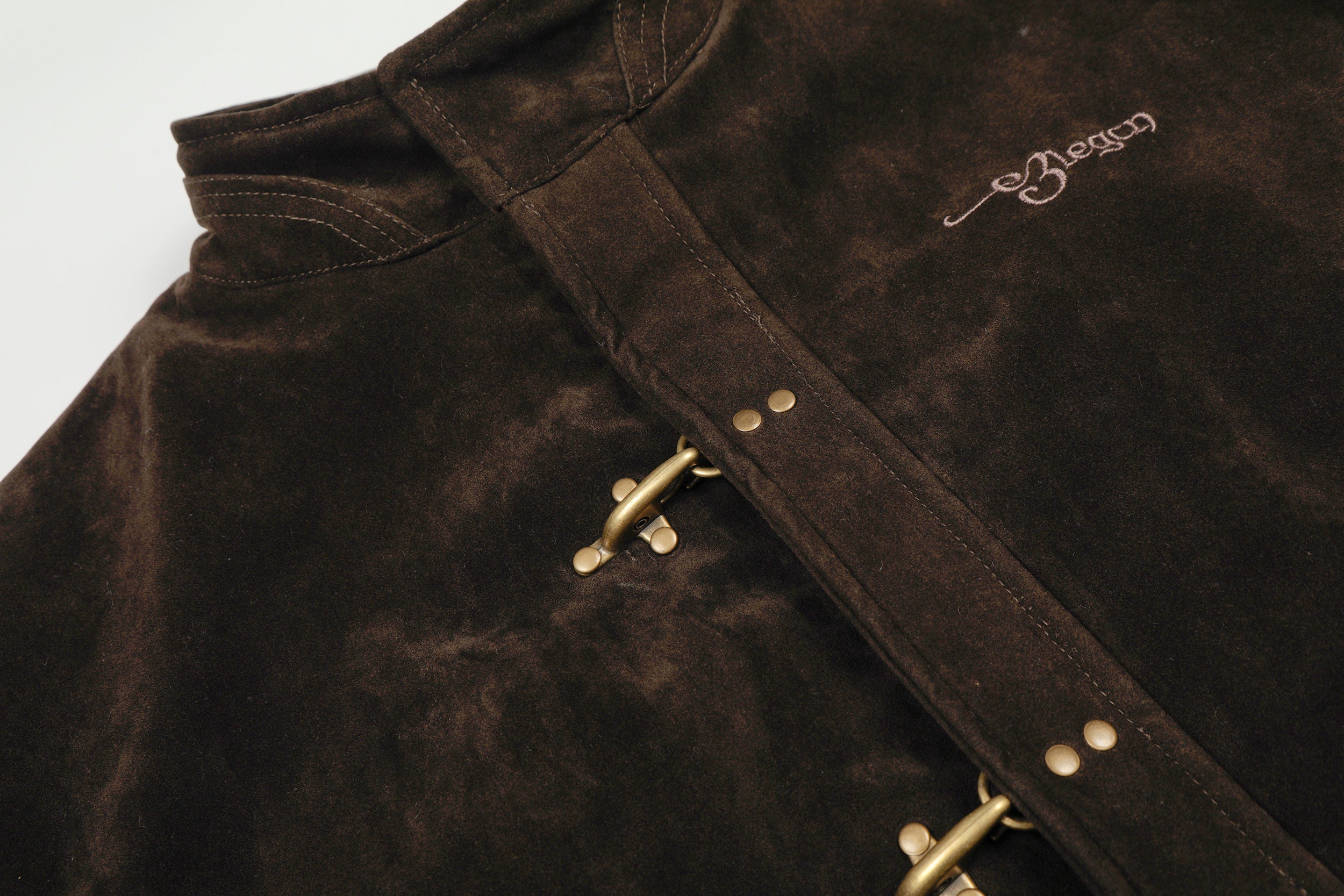 Omirad Embroidered Suede Metal Clasp Bomber Jacket